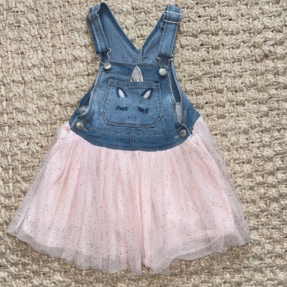 OshKosh B'gosh Denim and Pink Sparkle Tulle Overalls
